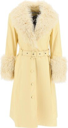 Foxy leather and shearling long coat-AD