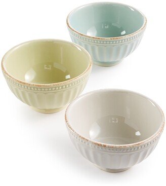 French Perle Groove Collection Stoneware 3-Pc. Mini Bowls Set