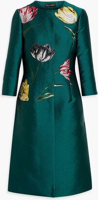 Floral-jacquard coat