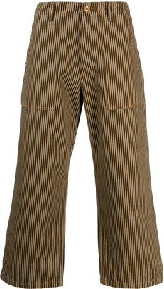 Striped Cropped Straight-Leg Trousers