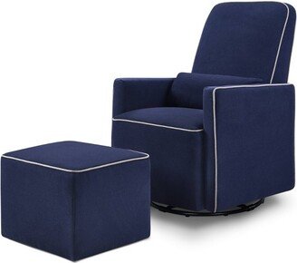 Olive Glider and Ottoman - Navy With Gray Piping