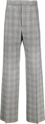 Check-Pattern Wide-Leg Trousers-AA