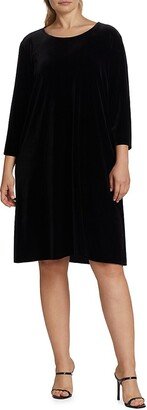 Plus Size Stretch Velvet Knee-Length Dress