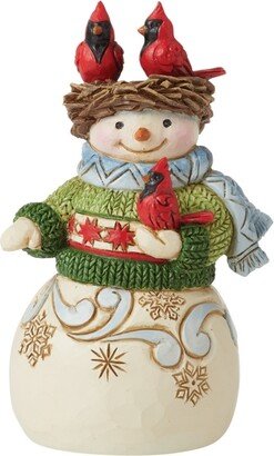 Jim Shore Mini Snowman with Nest on Head Figurine