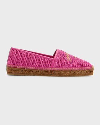 Brie Raffia Embroidered Logo Espadrilles