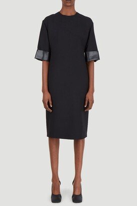 Couture Leather Trim Shift Dress