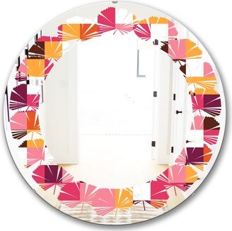 Designart 'Retro Geometric Design VII' Printed Modern Round or Oval Wall Mirror - Leaves