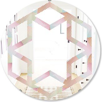 Designart 'Abstract Design Retro Pattern VII' Printed Modern Round or Oval Wall Mirror - Hexagon Star