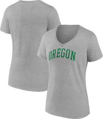 Women's Branded Heather Gray Oregon Ducks Basic Arch V-Neck T-shirt
