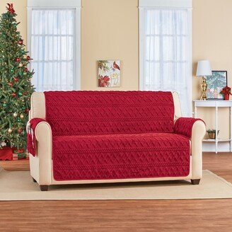 Collections Etc Sherpa Plush Diamond Furniture Cover with Side Pockets - Loveseat