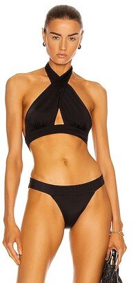 Cross Halter Bikini Top in Black