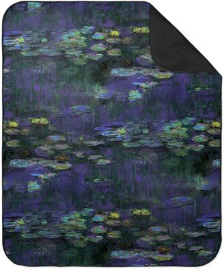 Picnic Blankets: Claude Monet Waterlilies At Night Picnic Blanket, Blue