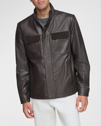 Men's Venlo Leather Jacket with Suede Trim