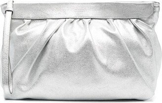 Ruched Leather Clutch Bag