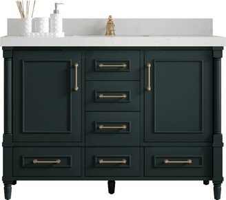 Aberdeen 48 In. W X 22 D Single Sink Bathroom Vanity in Dark Forest Green With Quartz Or Marble Countertop | Modern Vanity Premium Q