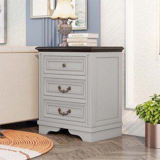 Nightstand with 3 Drawers and USB Charging Ports