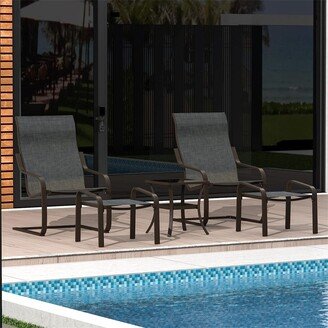 / Outdoor C Spring Motion Chair Patio Bistro Set of 5