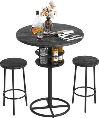 3 Piece Bar Table and Chairs Counter Height Bistro Sets with 2 Barstools for Indoor