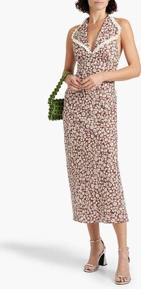 Sabrina floral-print cotton and linen-blend halterneck midi dress