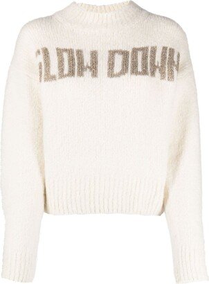 Slow Down cropped crew-neck jumper