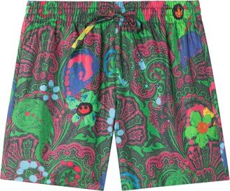 Paisley-Print Silk Shorts