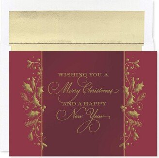 Masterpiece Studios Holiday Collection 15-Count Boxed Embossed Christmas Cards with Foil-Lined Envelopes, 7.8