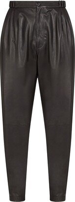 Lambskin Leather Tapered Trousers