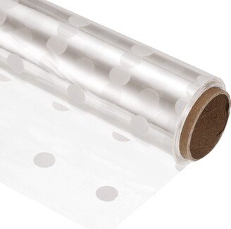 Unique Bargains Wrap Roll Wrapping Paper White Polka Dots 49ft x 31in 2.2 Mil, Clear