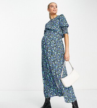 Nobody’s Child Maternity Nobody's Child Maternity Luna midi tea dress in blue ditsy floral