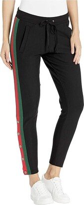 Fleece-Lined Tuxedo Track Pants (Black/Red/Green) Women's Casual Pants