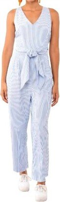 Wrap Jumpsuit - Wash & Wear Stripe In Periwinkle