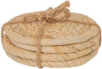 Set of 4 Natural Woven Coasters Corn Husk & Willow