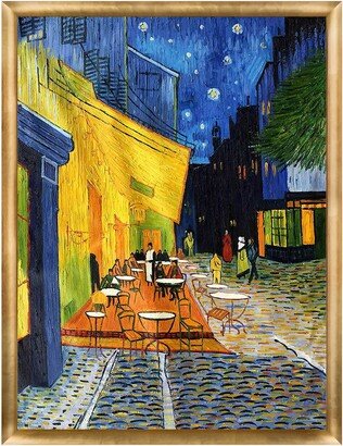 OVERSTOCK ART Cafe Terrace at Night by Vincent Van Gogh in Gold Luminoso Frame, 30