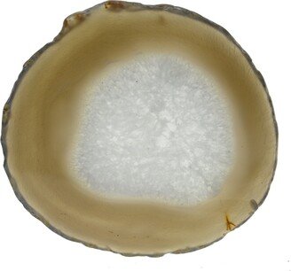 Mm/ Inch Extra Large Genuine Clear Crsytal Quartz Brazilian Agate Slice Round With Natural White Edge Wedding Coaster-AB
