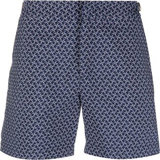 Jacquard Geometric-Pattern Swim Shorts