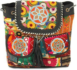 Beaded & Embroidered Design Backpack