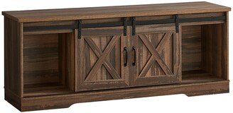 Monarch Specialties Tv Stand with 2 Barn-Style Sliding Doors