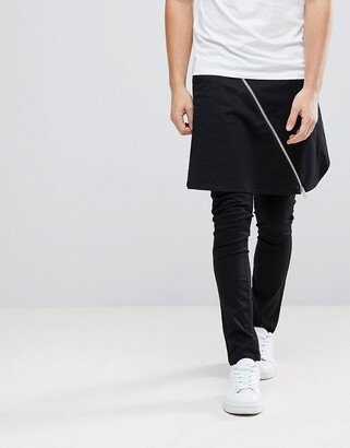 ASOS Super Skinny Pants With Skirt And Exposed Zips