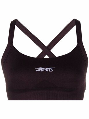 Jacquard-Logo Sports Bra