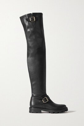 Biker Ii Buckled Leather Over-the-knee Boots - Black