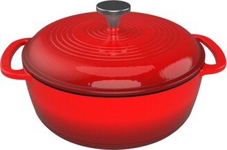 Dutch Oven Pot with Lid - 6Qt Enameled Cast Iron Cookware for Oven or Stovetop Use - Cook Soups, Stews, Chicken, or Pot Roast by Red)