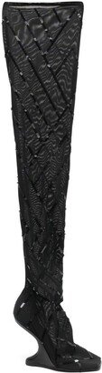 Cantilever 11 sequin-embellished thigh-high boot