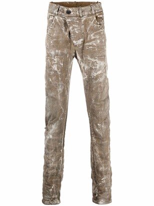 Faded-Effect Cotton-Blend Trousers