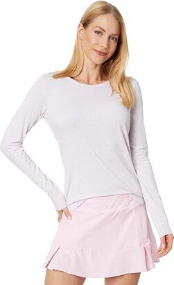 Nola II Long Sleeve Crew Neck Tee (Powder Pink Heather) Women's Clothing