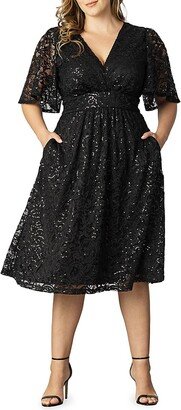 Starry Sequin-Embellished Lace Dress