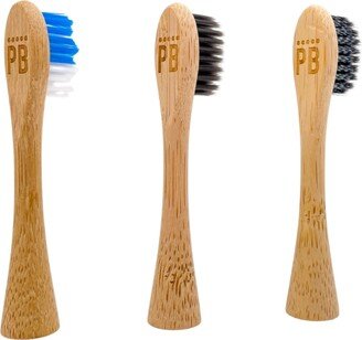 Three Bamboo Electric Toothbrush Heads for PearlBar Sonic Electric Toothbrush, Set of 3