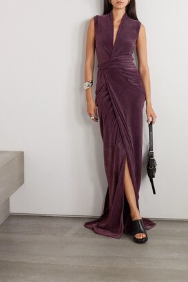 Draped Velvet Gown - Purple