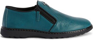 Snake-Skin Effect Leather Loafers