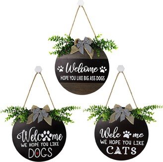 Welcome Home Door Hangers Decor For Christmas - Dog & Cat Design 12 Inch Diameter