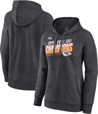 Women's Branded Heather Charcoal Kansas City Chiefs Super Bowl Lvii Champions Victory Formation Pullover Hoodie